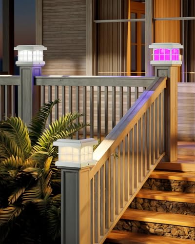 RGBCW Solar Post Cap Lights 8 (8 Count)