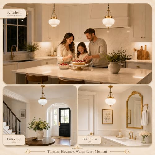 Vintage Brushed Antique Brass Pendant Light for Kitchen Island