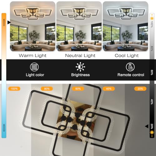 Remote Control Dimmable Square White Acrylic Ceiling Light