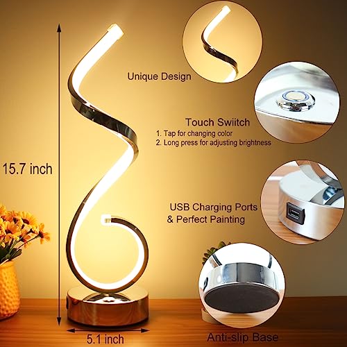 Modern Spiral LED Table Lamp Set of 2 (2 Count)