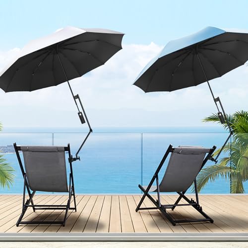 UPF 50+ Beach Umbrella with Adjustable Universal Clamp