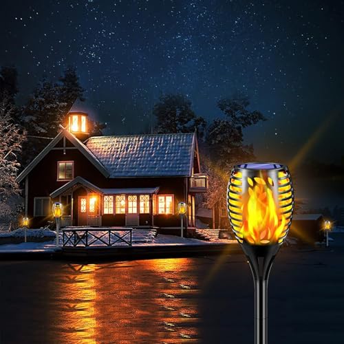6 Pack Solar Lights Outdoor Flickering Flame Solar Torch Lights (6 Count)