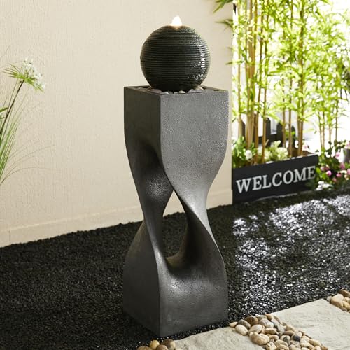 Modern Geometric Outdoor Water Fountain with LED Light