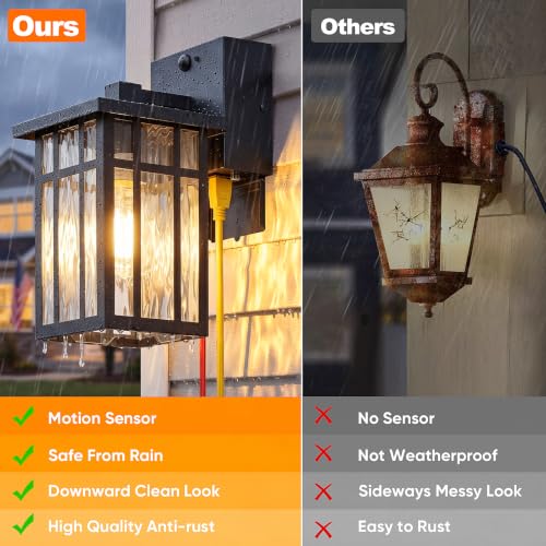 Motion Sensor Outdoor Wall Light with GFCI Outlet