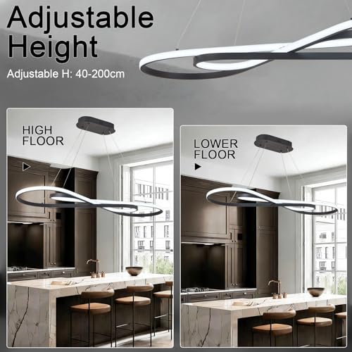 Black Snake Shaped Twist Dimmable Modern LED Pendant Chandelier
