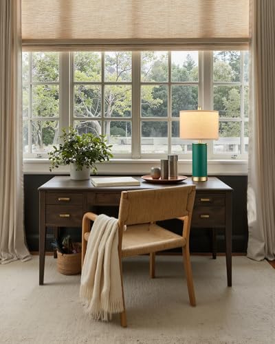 23.4" Green PU Leather Table Lamps for Living Room Set of 2 (2 Count)
