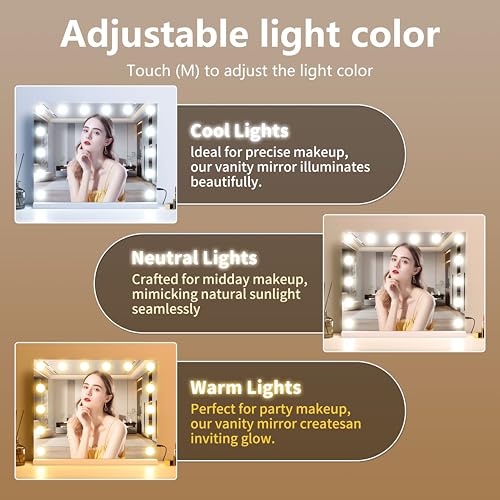 Vanity Mirror with Lights Lighted Makeup Mirror with Dimmable LED Bulbs