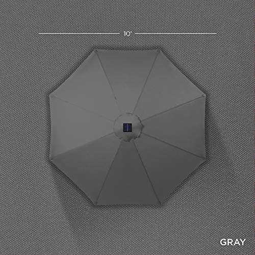 10ft Solar Polyester LED Lighted Patio Umbrella w (10 Feet)