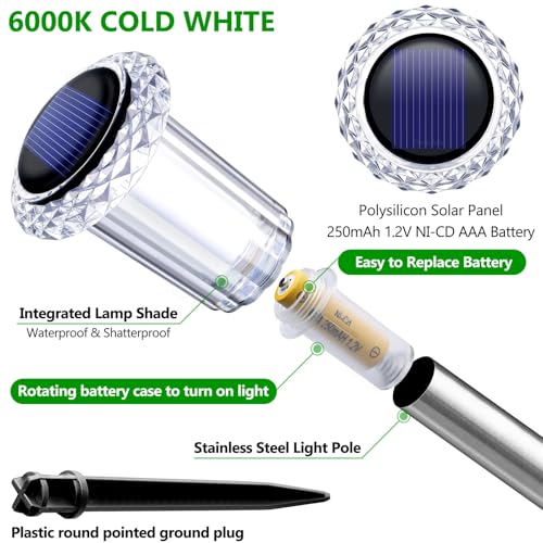 Solar Lights Outdoor Waterproof 10 Pack Pathway Lights Cool White (10 Count)