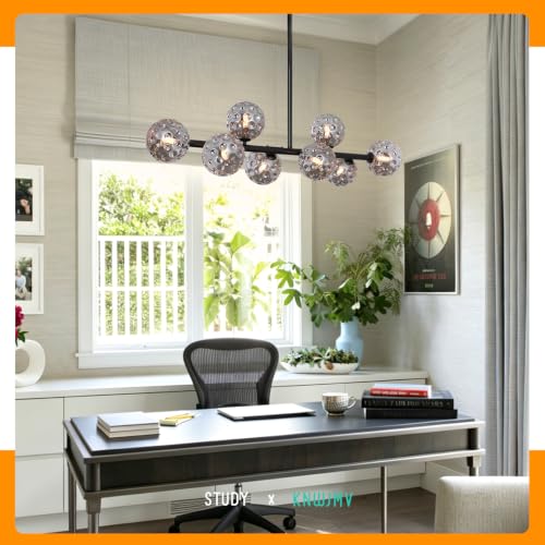 Black Linear Chandelier for Dining Room Globe Island Light Grey Chandelier