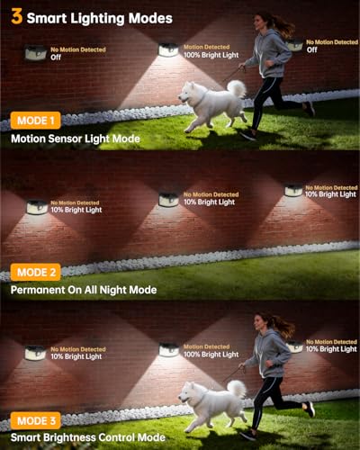 Solar Motion Sensor Lights Outdoor 120 LEDs (6 Count)