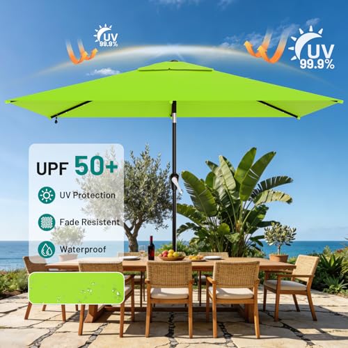 6.5' x 10' Rectangular Patio Umbrella with Solar Lights