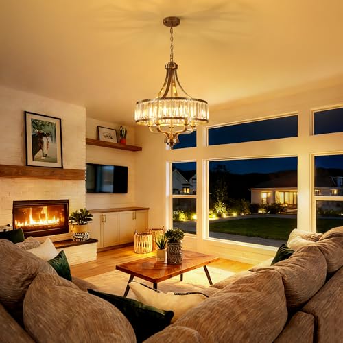 20" Brushed Nickel Crystal Chandelier