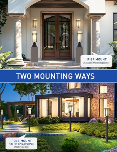 Outdoor Post Lights Waterproof Metal Frame with Milk White Frosted Glass Pier Mount Outdoor Lighting Fixtures