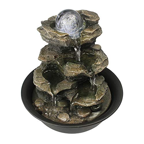 8.3” High Tabletop Water Fountain with Rotating Crystal Ball and LED Light