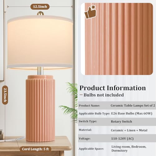 23.5’’ Orange Table Lamps for Bedroom Set of 2 (2 Count)