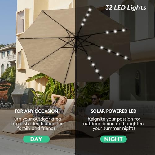9' Patio Umbrella with Solar Lights