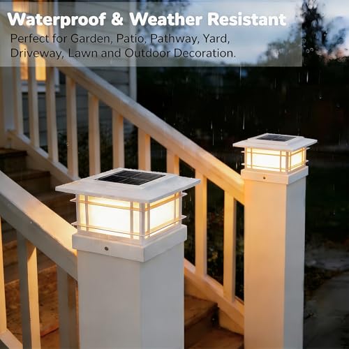 4x4 Solar Post Cap Lights Outdoor with 2 Color Modes (12 Count)