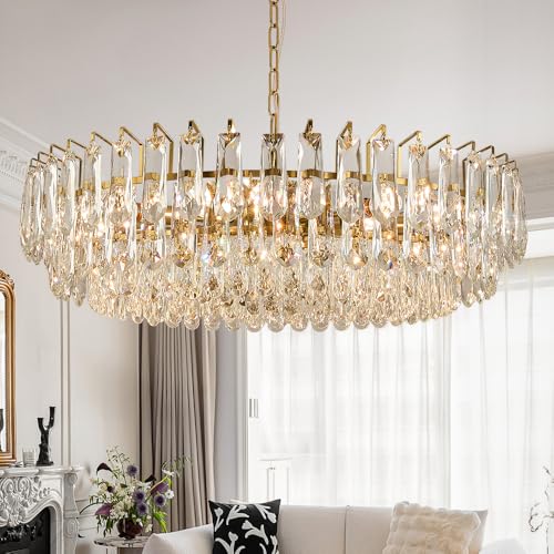 31.5" Modern Crystal Chandelier Gold 3