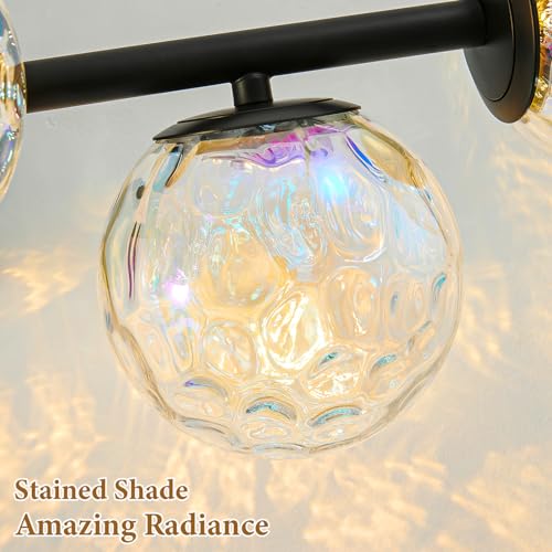 27" Black LED Stained Hammered Glass Globe Bathroom Vanity Light