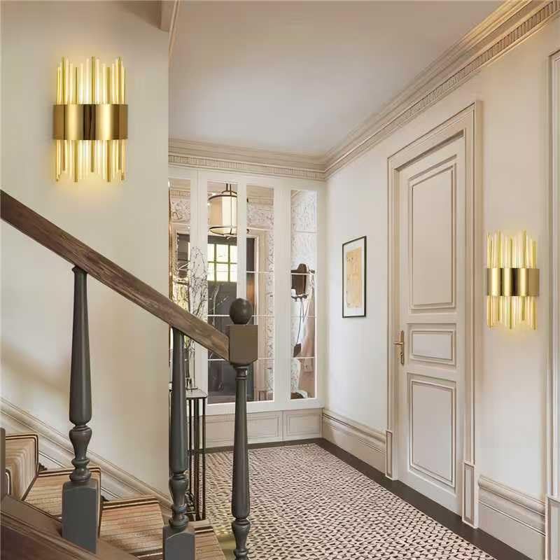 Gold Wall Sconces LED Dimmable Modern Crystal Wall Sconces Gold Wall Light Titanium Vanity Wall Light for Bedroom