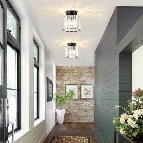 2 Pack Crystal Semi Flush Mount Ceiling Lights Entryway Light Fixture (2 Count)