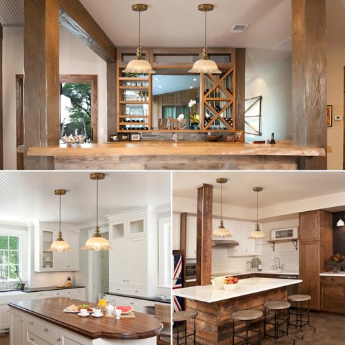 Glass Pendant Lights Modern Pendant Lighting Fixtures 11.8 in Hanging Lamp for Kitchen Island Bedroom Dining Room Coffee Shop Hallway Brown and Brass