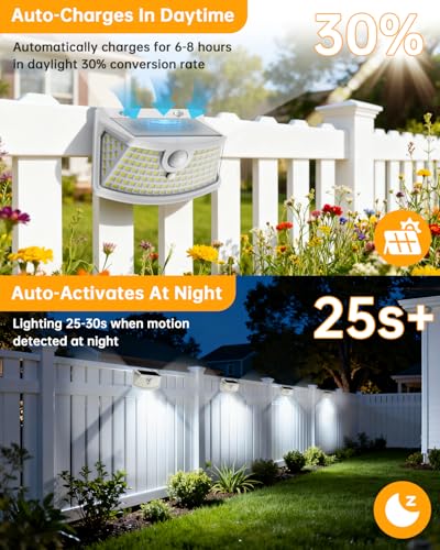Solar Motion Sensor Lights Outdoor 120 LEDs (6 Count)