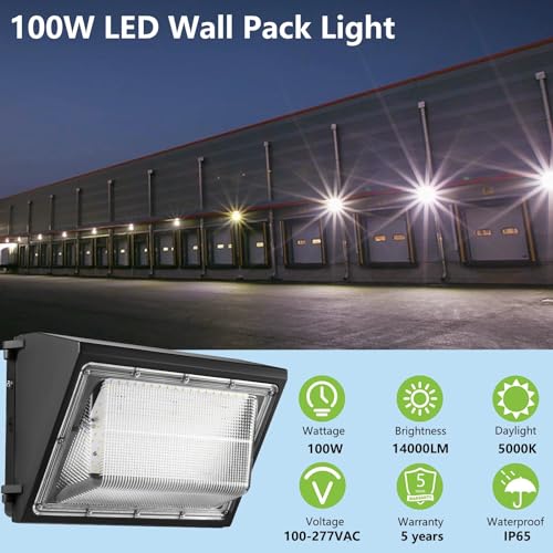 4PACK Dusk to Dawn 100W LED Wall Pack Light Fixture (4 Count)