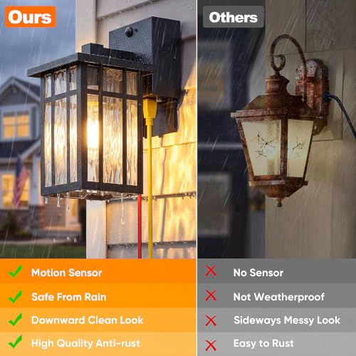 2 Pack Motion Sensor Outdoor Wall Lights with GFCI Outlet (2 Count)