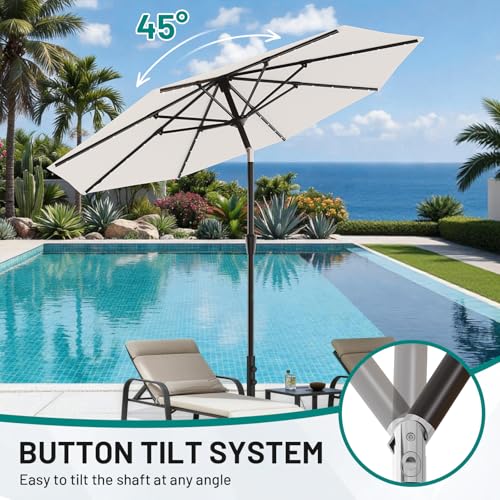 9FT Patio Umbrella with Solar Lights