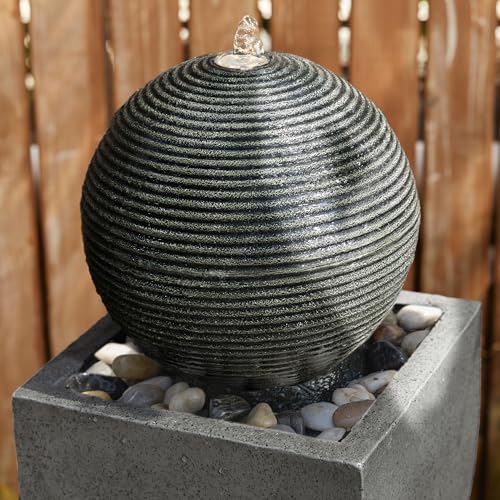 Modern Geometric Outdoor Water Fountain with LED Light