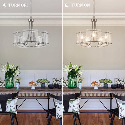 Modern Textured Glass Chandelier for Dining Room