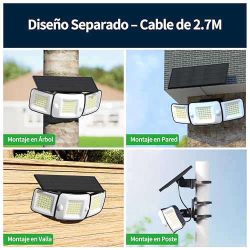 Solar Flood Lights Outdoor Waterproof 1200LM Dual Motion Sensor