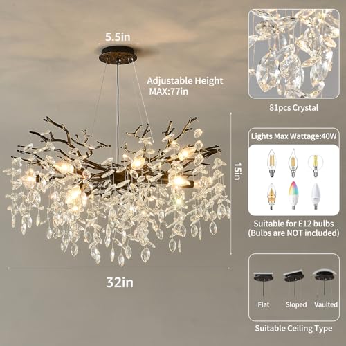 32 Inch Black Crystal Chandelier 10
