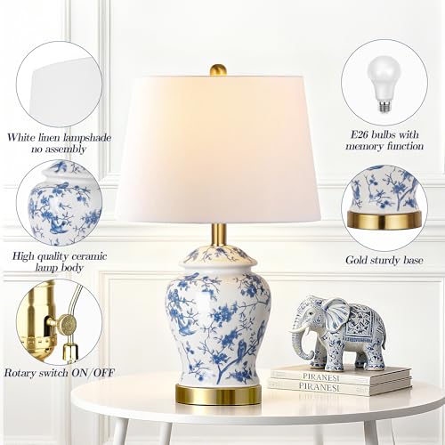 Chinoiserie Ceramic Table Lamps Set of 2 for Living Room (2 Count)