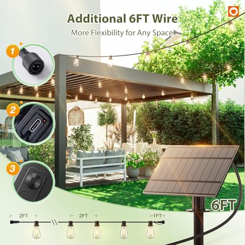 54(48+6)FT Solar String Lights Waterproof, with Remote& USB 24+2 LED (48 Foot)