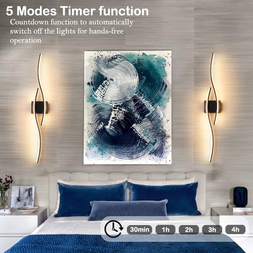 Hardwired Modern Wall Sconce Set of Two with Remote Control (2 Count)