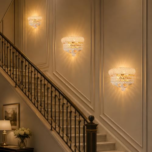 2 Lights Empire Crystal Wall Sconce Light for Living Room