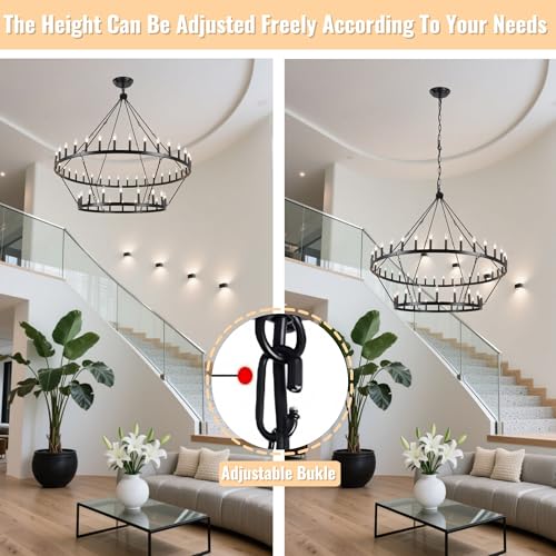 60 inch Black Extra Large Wagon Wheel Chandelier