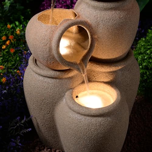 29.53” H 3 Tiers Cascading Jars Outdoor Water Fountain Made with Eco