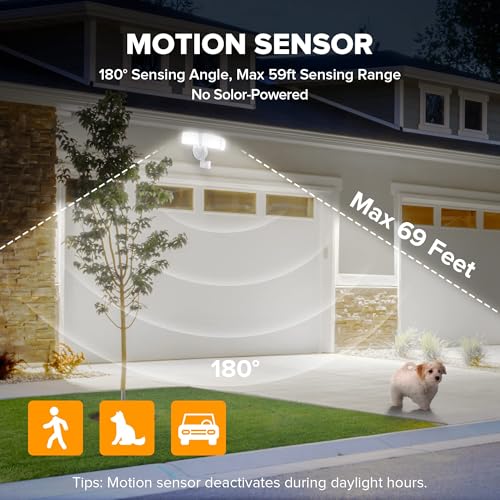 2 Pack 72W 7500LM LED Security Lights Motion Sensor Light Outdoor