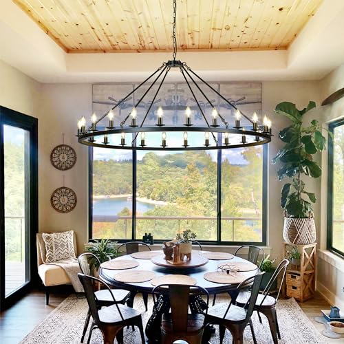 Black Wagon Wheel Chandelier 53