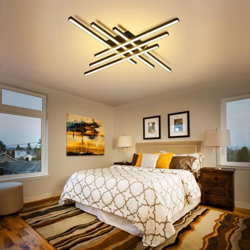 43" Black Modern LED Ceiling Light Fixtures With Remote