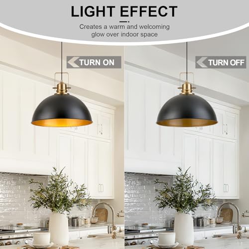 Black and Gold Farmhouse Dome Pendant Lights