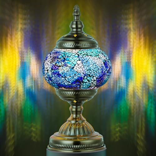 Turkish Mosaic Lamp Stained Glass Table Lamp with Tiffany Style