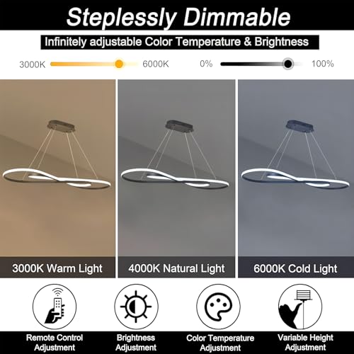 Black Snake Shaped Twist Dimmable Modern LED Pendant Chandelier