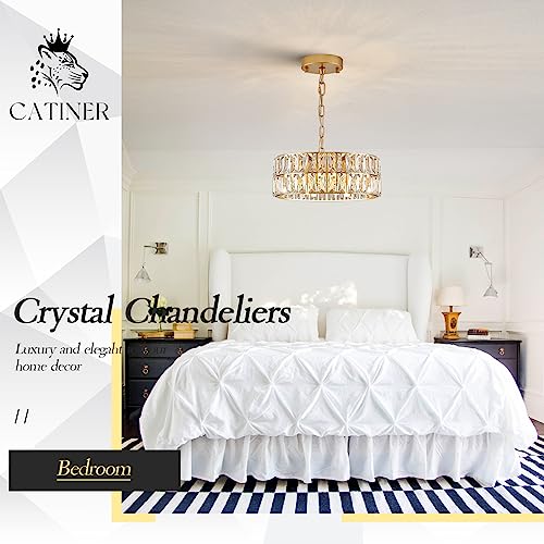 Gold Crystal Chandelier 12" Modern Ceiling Pendant Light 3
