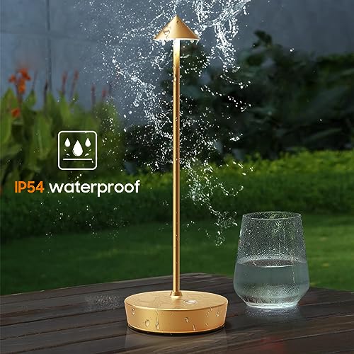 Cordless Rechargeable Led Table Lamp Battery Operated Light Gold