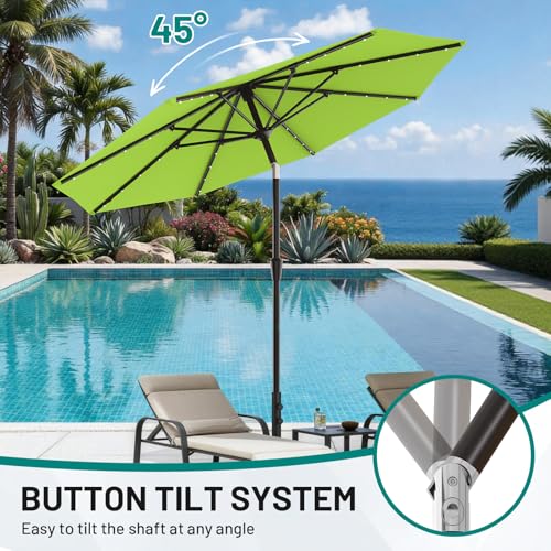 9FT Patio Umbrella with Solar Lights